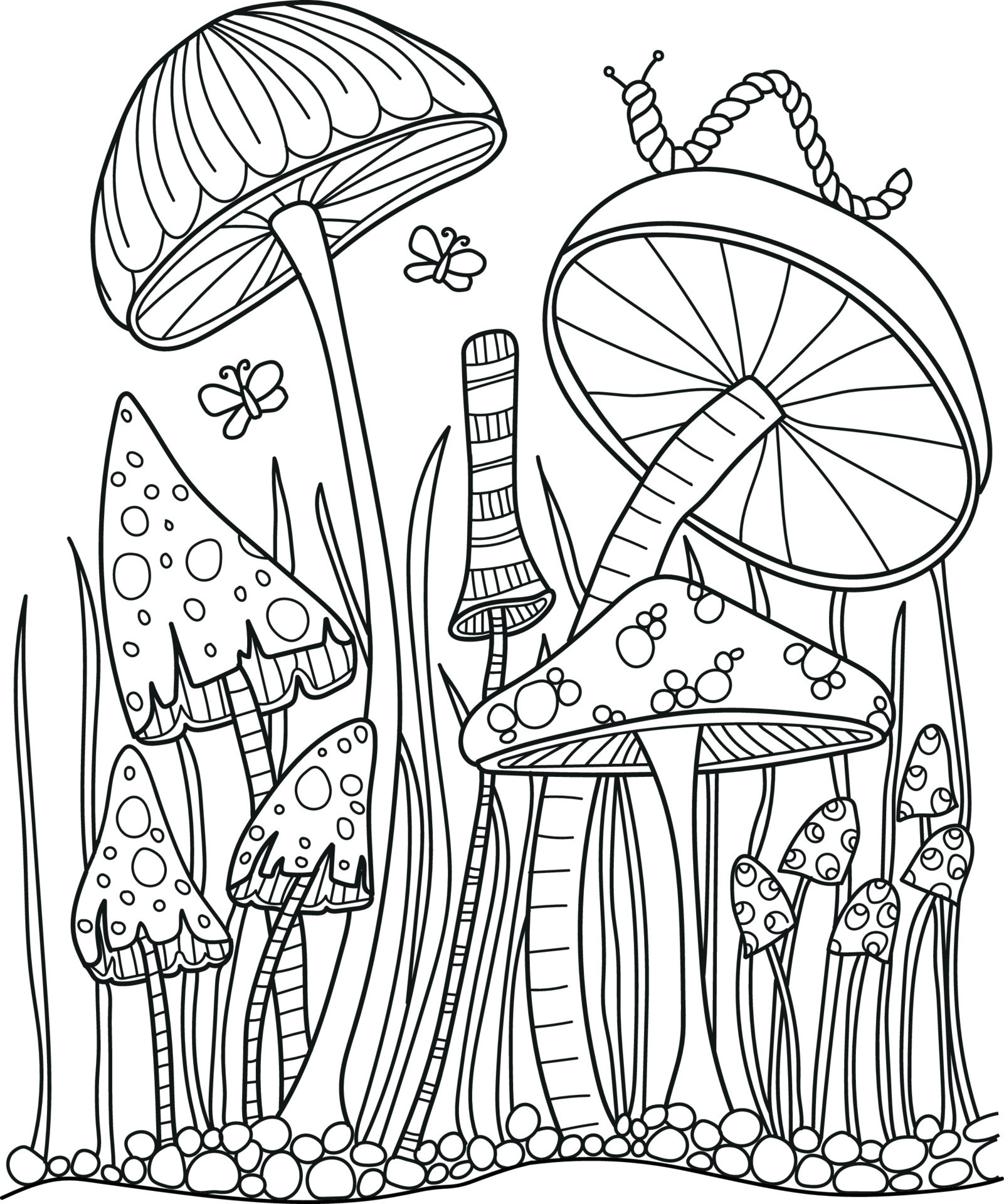 Mushroom Coloring Page For Adults 8998221 Vector Art at Vecteezy