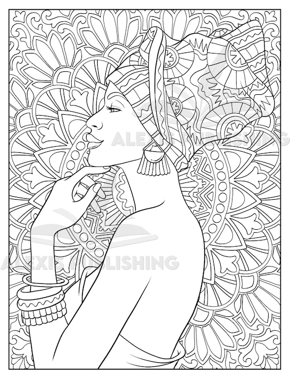 Adult Coloring Page instant Download Beautiful Black Woman - Etsy