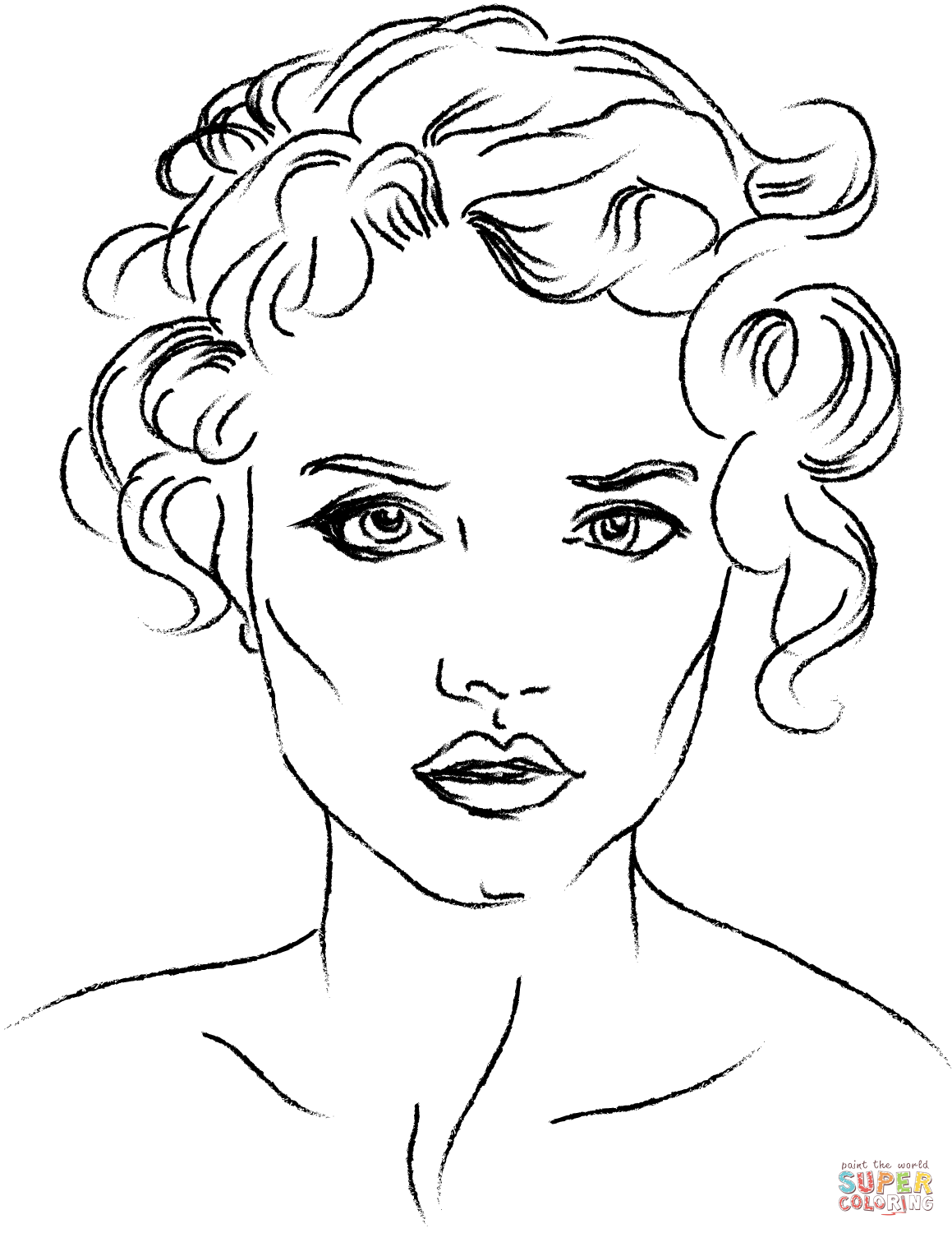 Woman's Face coloring page | Free Printable Coloring Pages