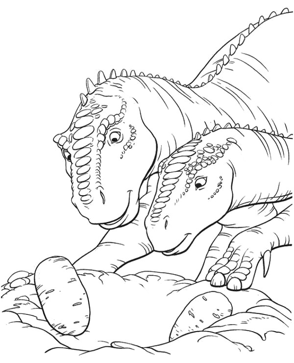 Dinosaur's nest on printable coloring page, book for children