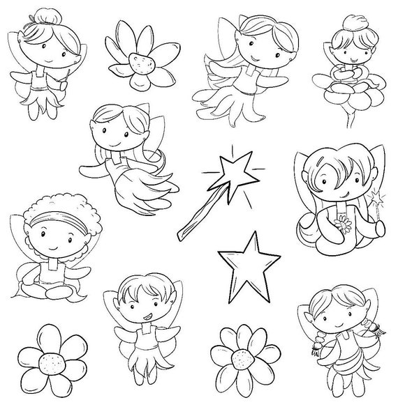 Fairies Coloring Stickers Kit Fairy Coloring Kids Summer - Etsy