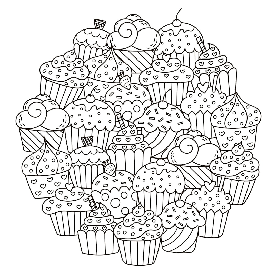 Coloring Pages Cupcakes Sweet Treats - Etsy.de