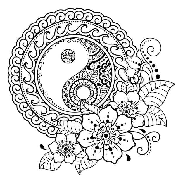 Mandala Yin Yang - 12 feutres inclus - 32 x 32 cm - à colorier Colorvelvet  - Dessin et coloriage adulte - Creavea