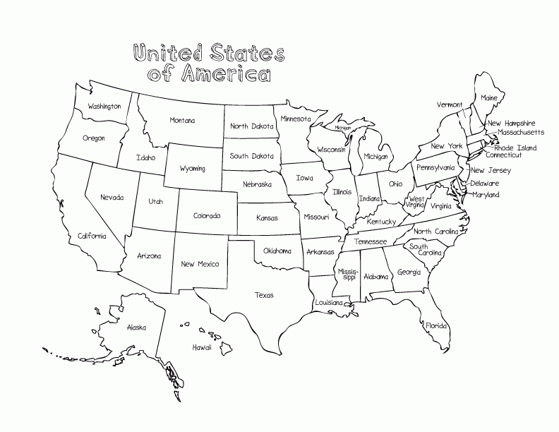 Maps Usa Map Coloring Page 16843, - Bestofcoloring.com