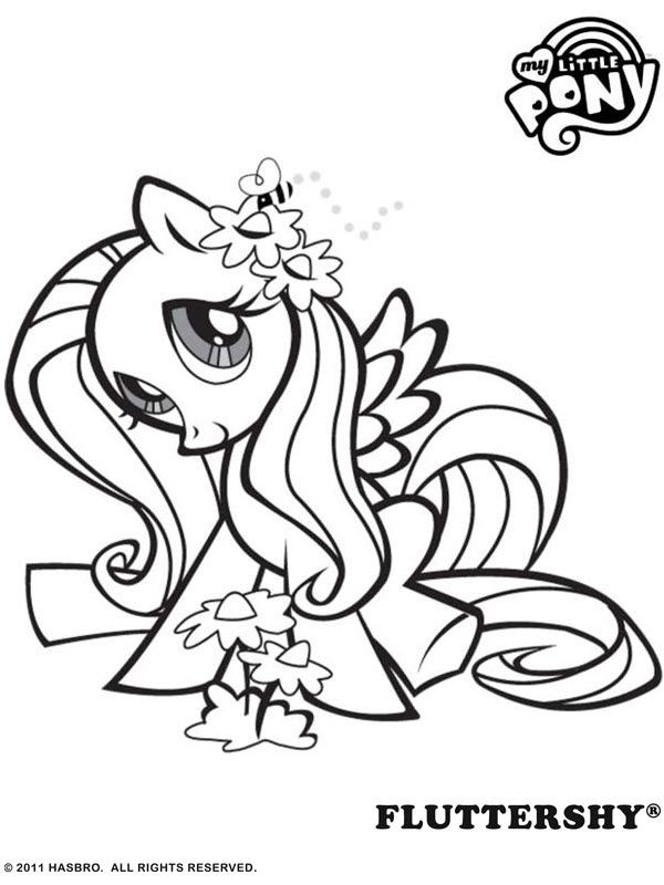 Free Online My Little Pony - Fluttershy Colouring Page