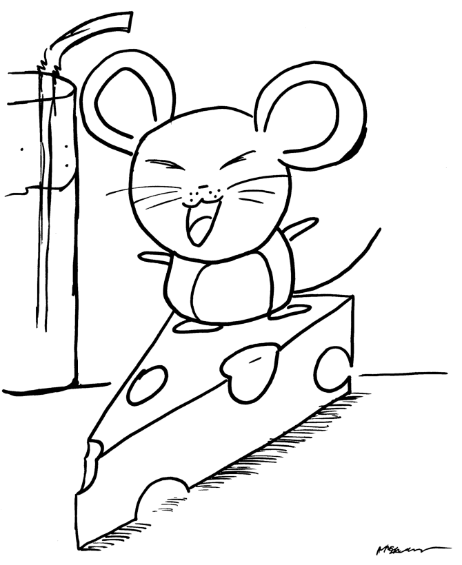 Anime Coloring Pages | Mouse surfin Cheese Wedge Anime Coloring 