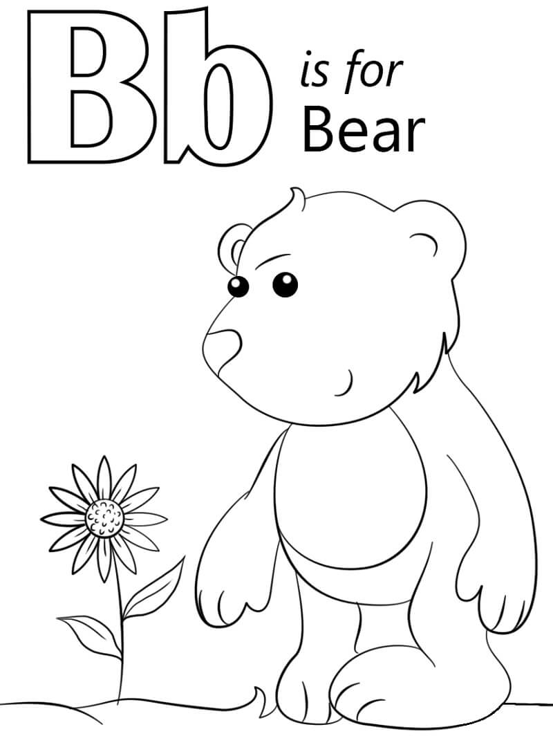 Bear Letter B Coloring Page - Free Printable Coloring Pages for Kids