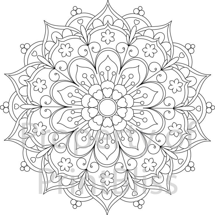 25. Flower Mandala Printable Coloring Page. | Etsy | Abstract coloring pages,  Mandala coloring pages, Mandala coloring books