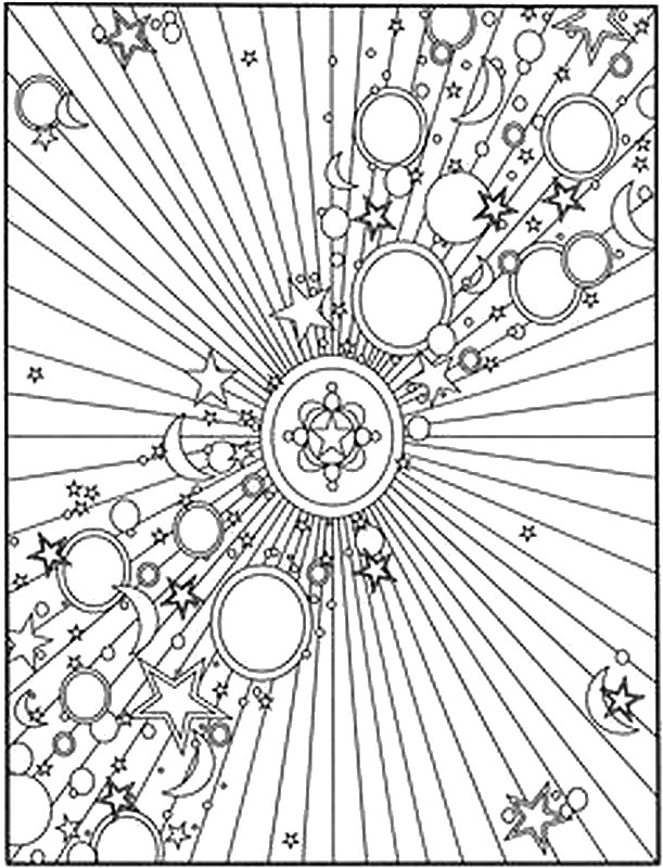 Anti Stress Coloring Pages Moon Sun Stars