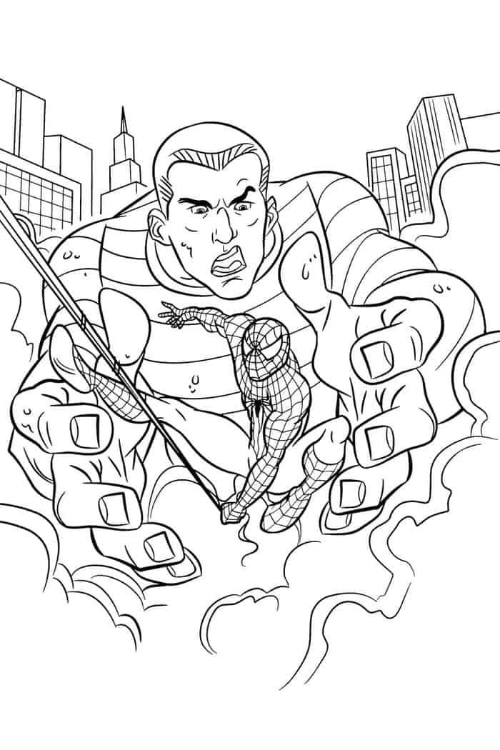 spiderman vs Sandman coloring pages from Spiderman Coloring Pages ...