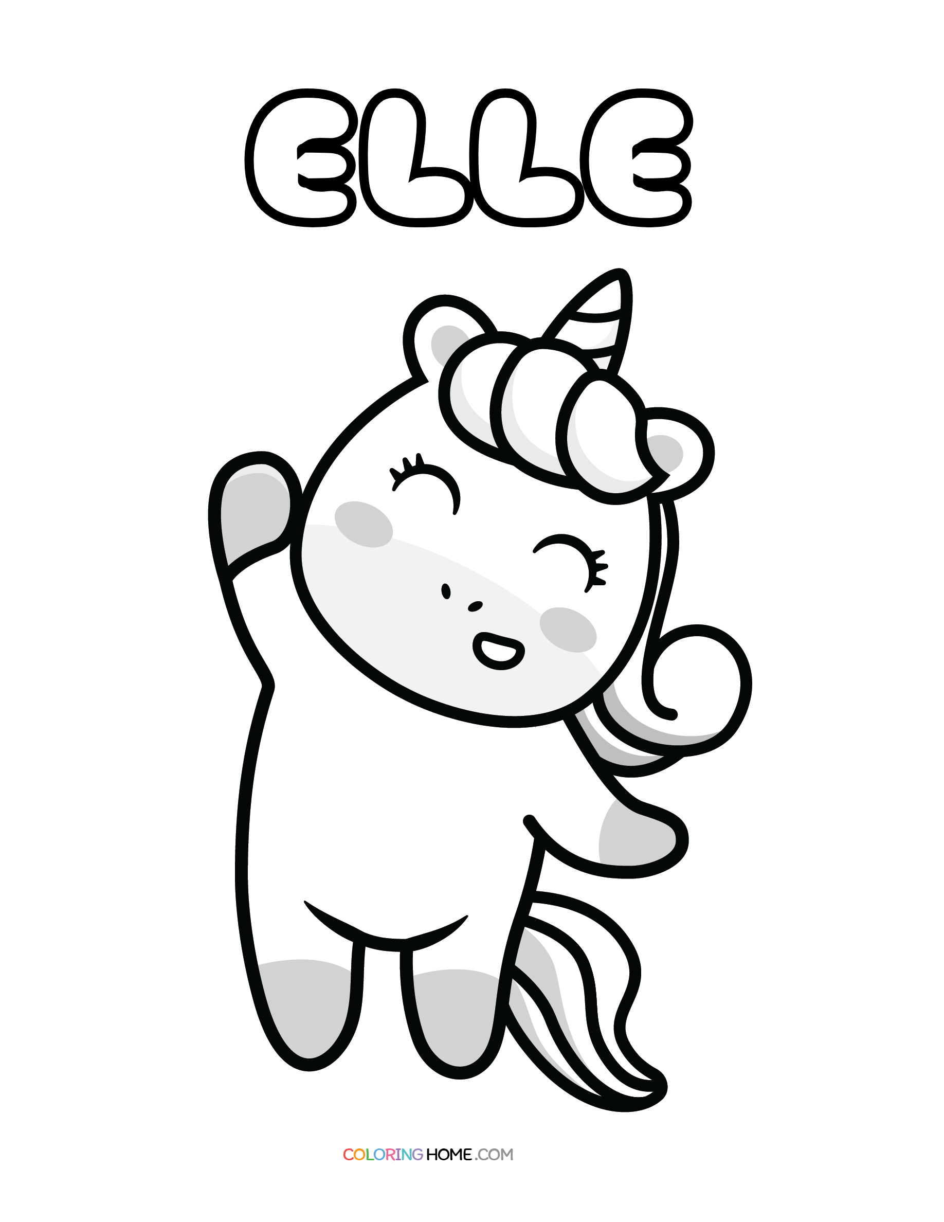 Elle unicorn coloring page