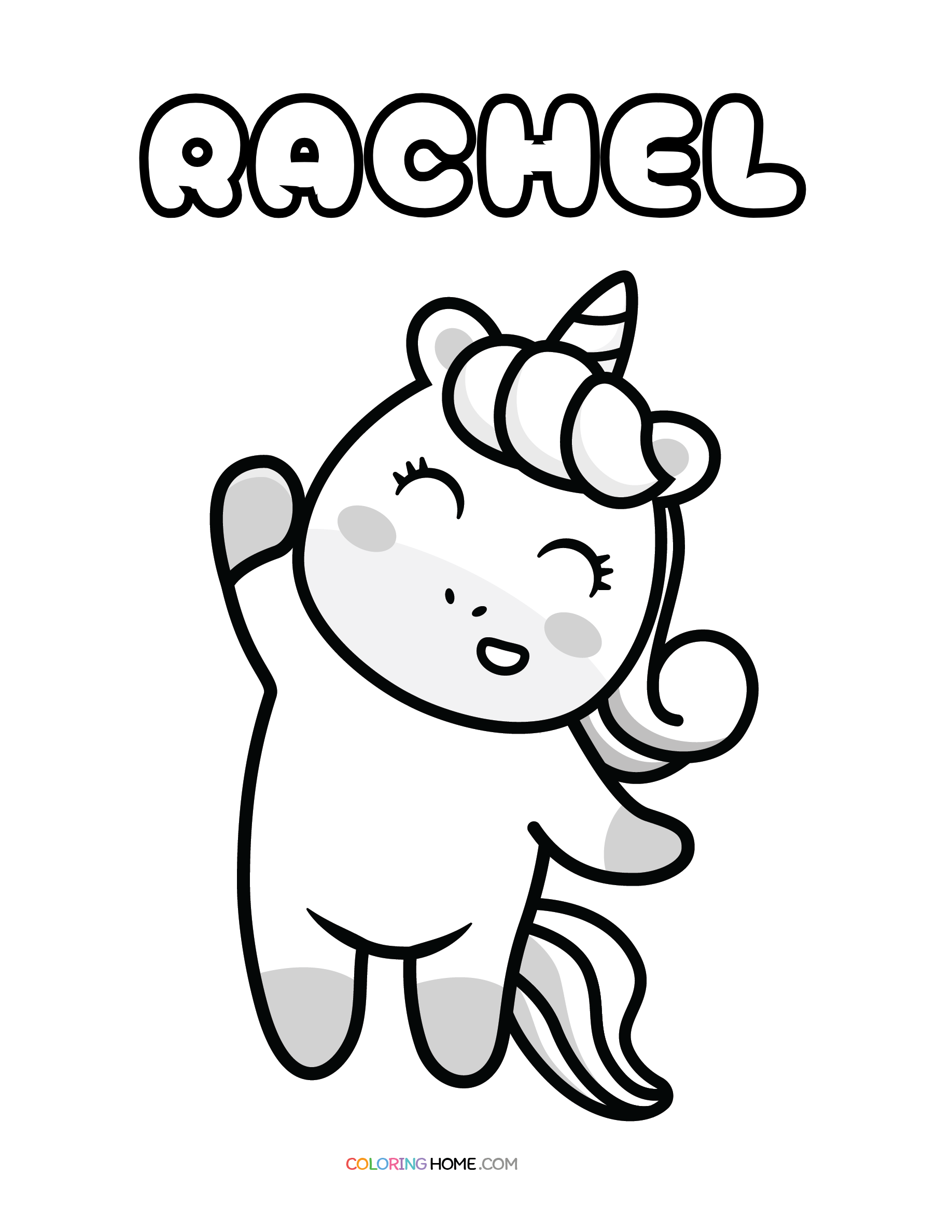 Rachel unicorn coloring page