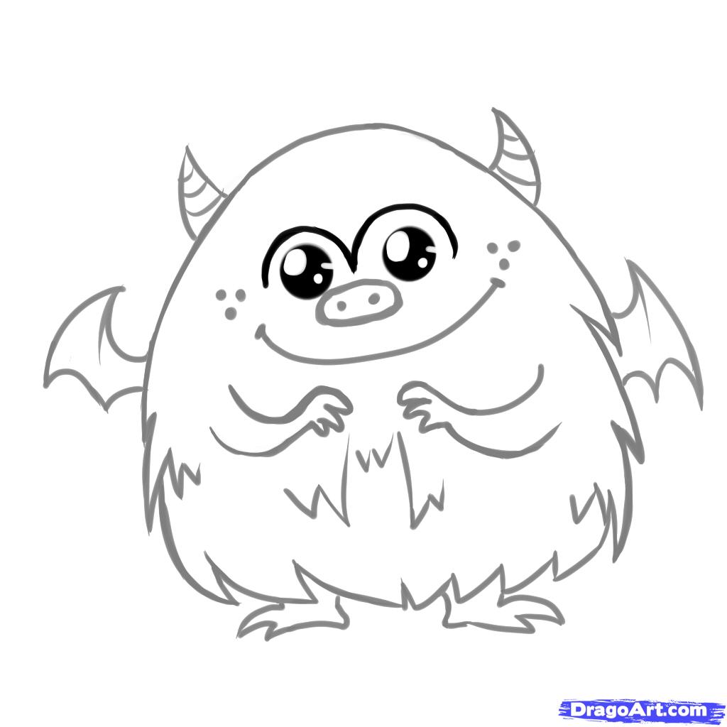 Draw Cute Monster - Get Coloring Pages