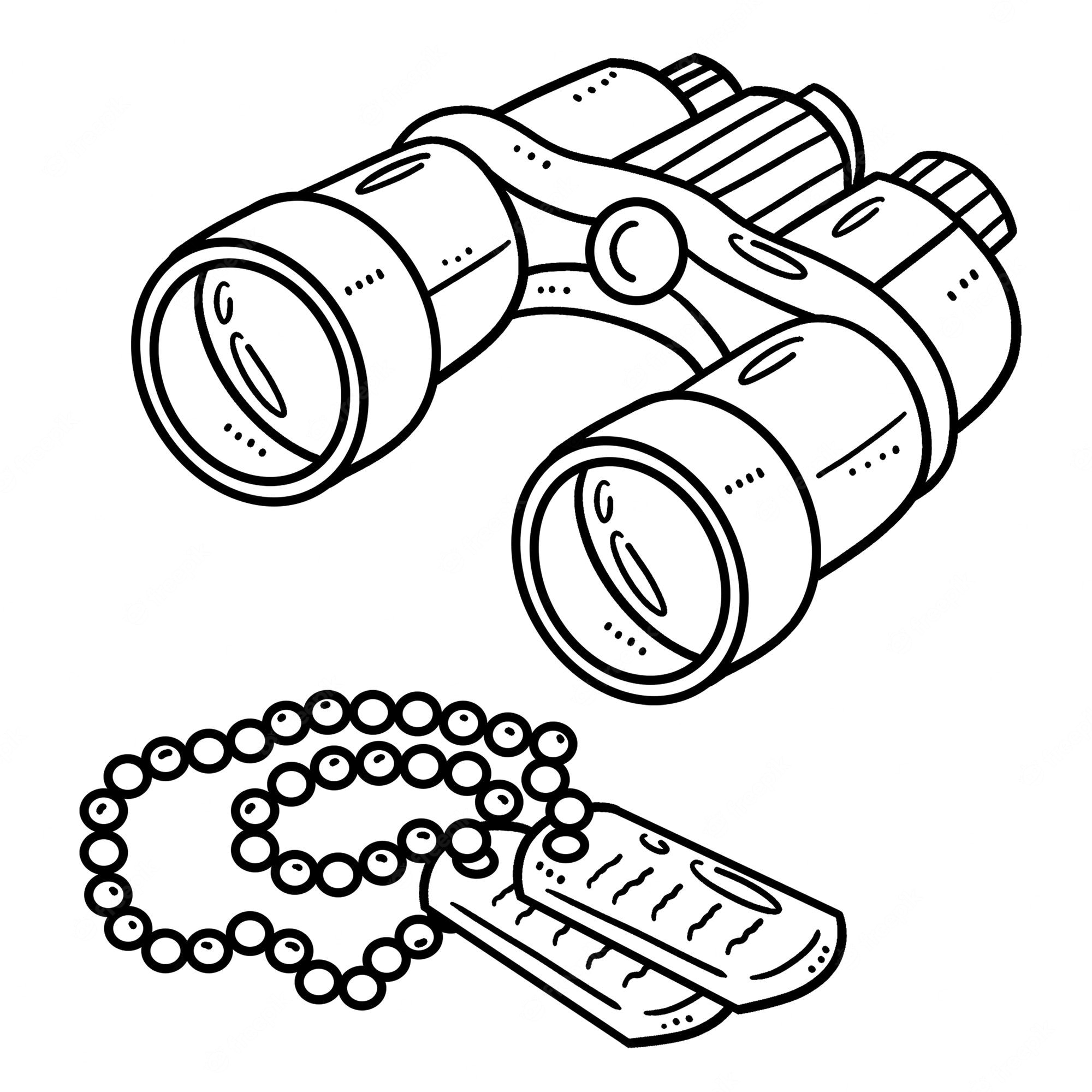 Premium Vector | Binoculars and military dog tag isolated coloring