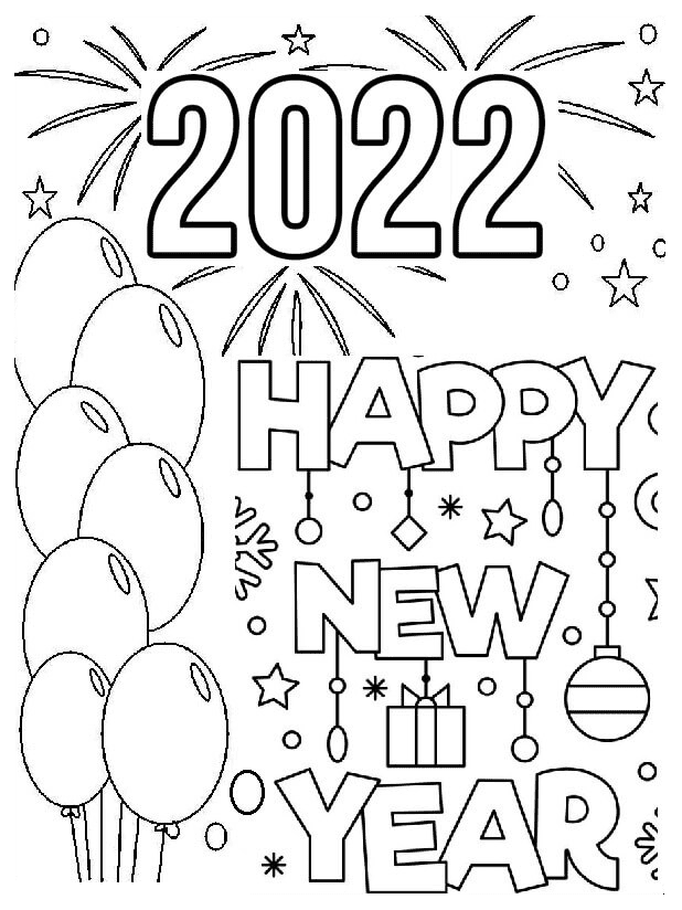 2022 New Year Printable Coloring Pages - Happy New Year 2022 Coloring Pages  - Coloring Pages For Kids And Adults