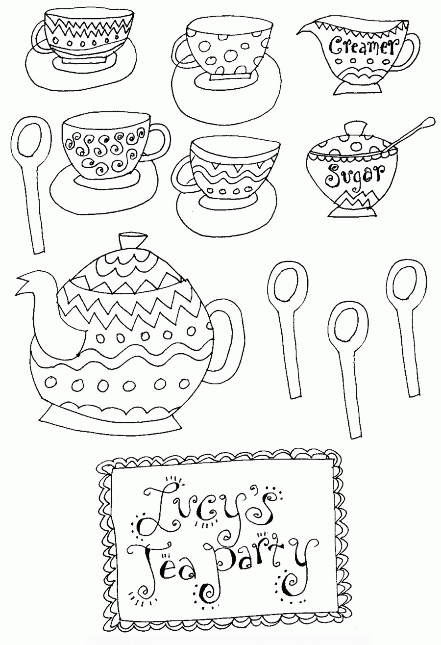 Tea Party Coloring - Coloring Pages for Kids and for Adults