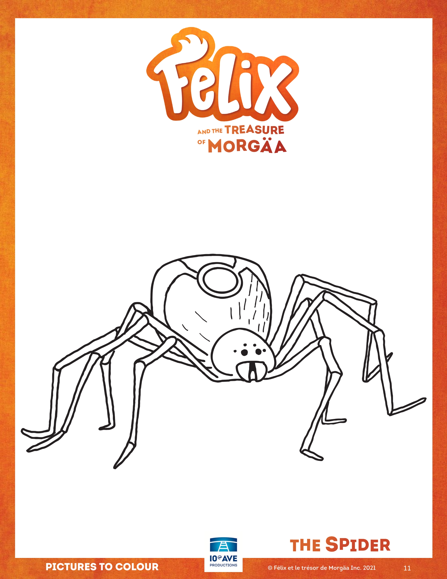 Felix and the Hidden Treasure spider coloring page