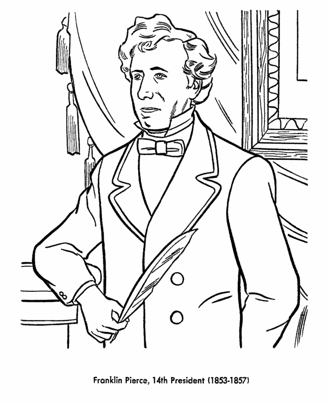 USA-Printables: President Franklin Pierce - US Presidents Coloring Pages -  Foureenth President of the United States - 4 - US Presidents Coloring Pages