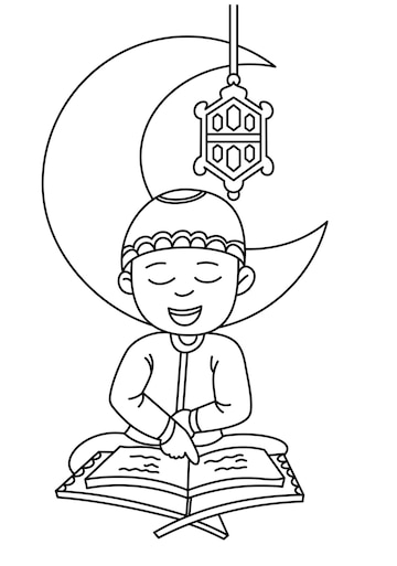 Premium Vector | Child is studying cute coloring page for kids vector