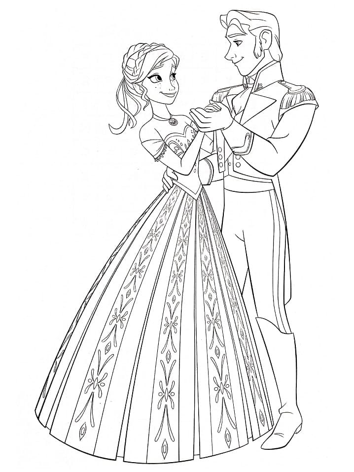 Hans and Anna Coloring Page - Free Printable Coloring Pages for Kids