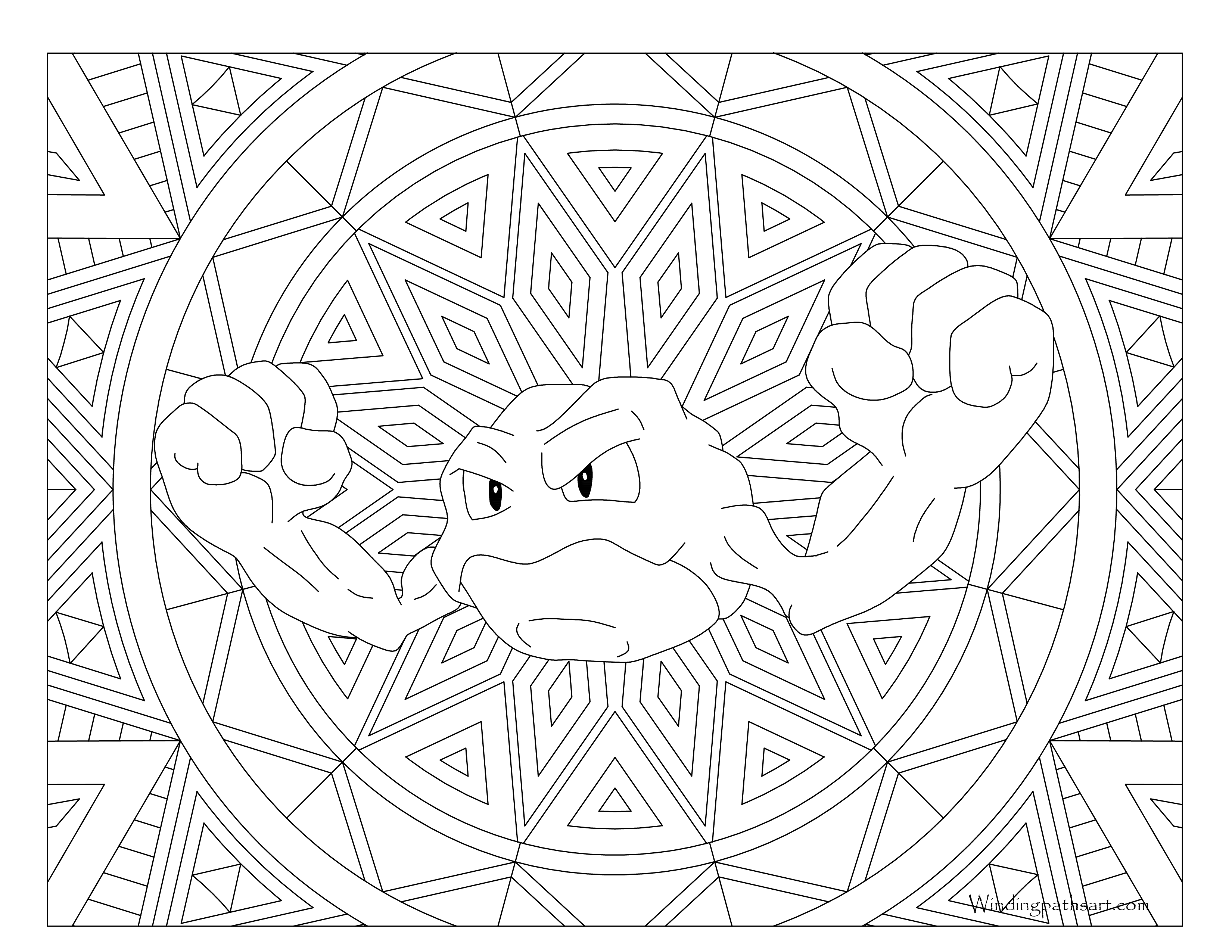 Adult Pokemon Coloring Page Geodude · Windingpathsart.com