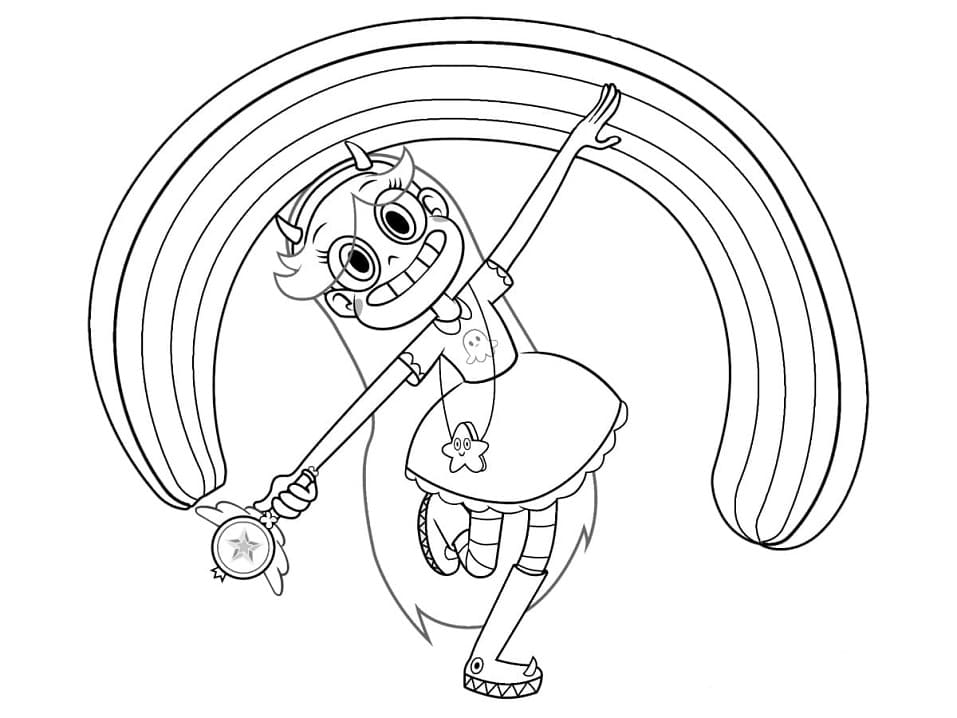 Star Butterfly and Rainbow Coloring Page - Free Printable Coloring Pages  for Kids