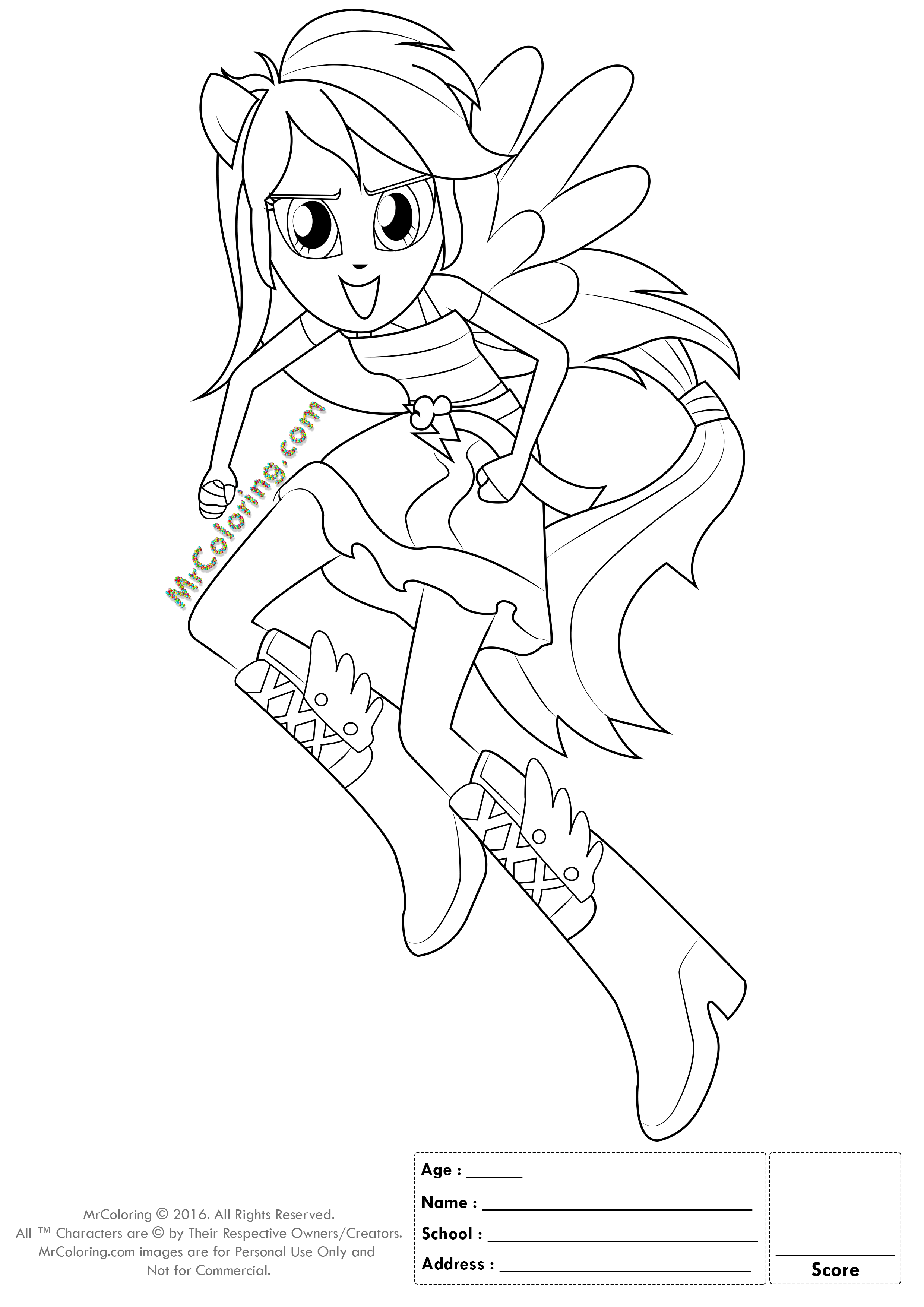MLP Rainbow Dash Equestria Girls Coloring Pages - 2 | MrColoring.com