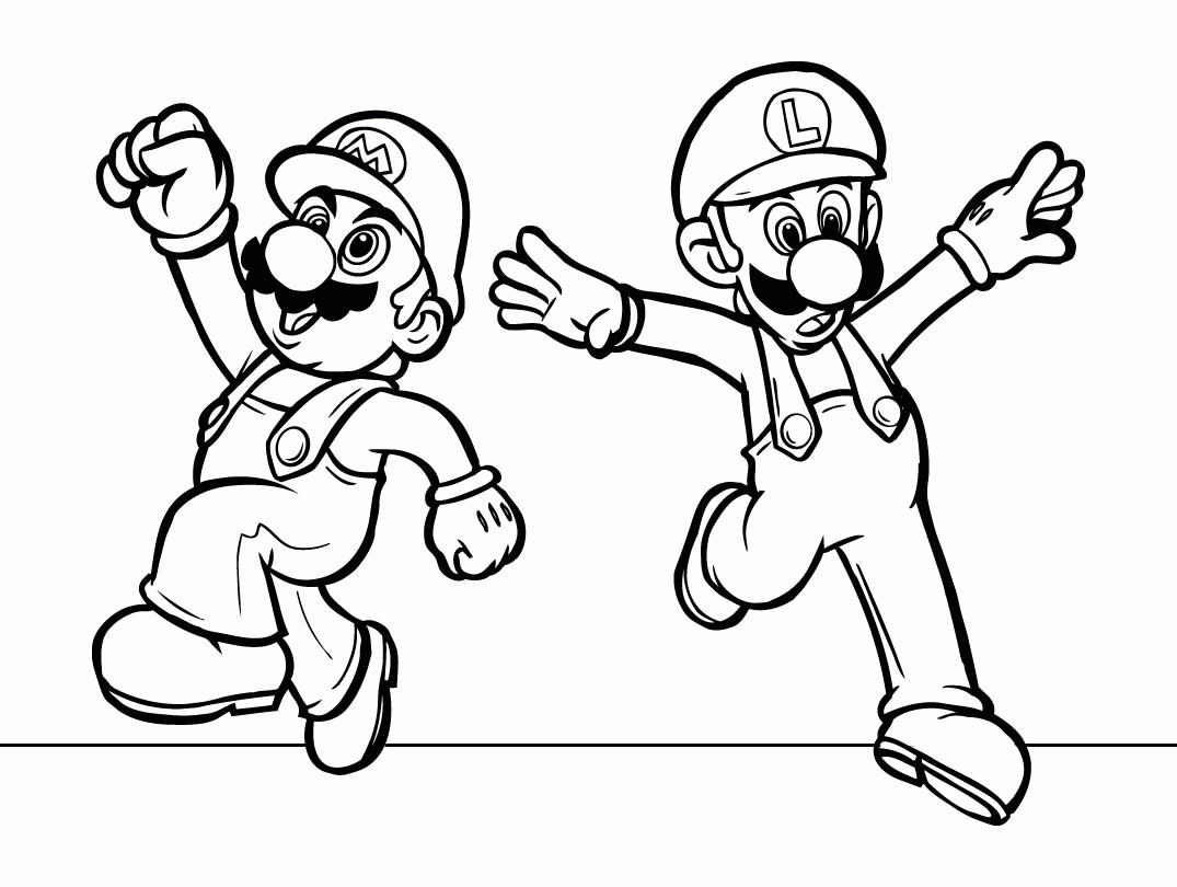 Smart Mario Coloring Pages Black And White Super Mario Drawings ...