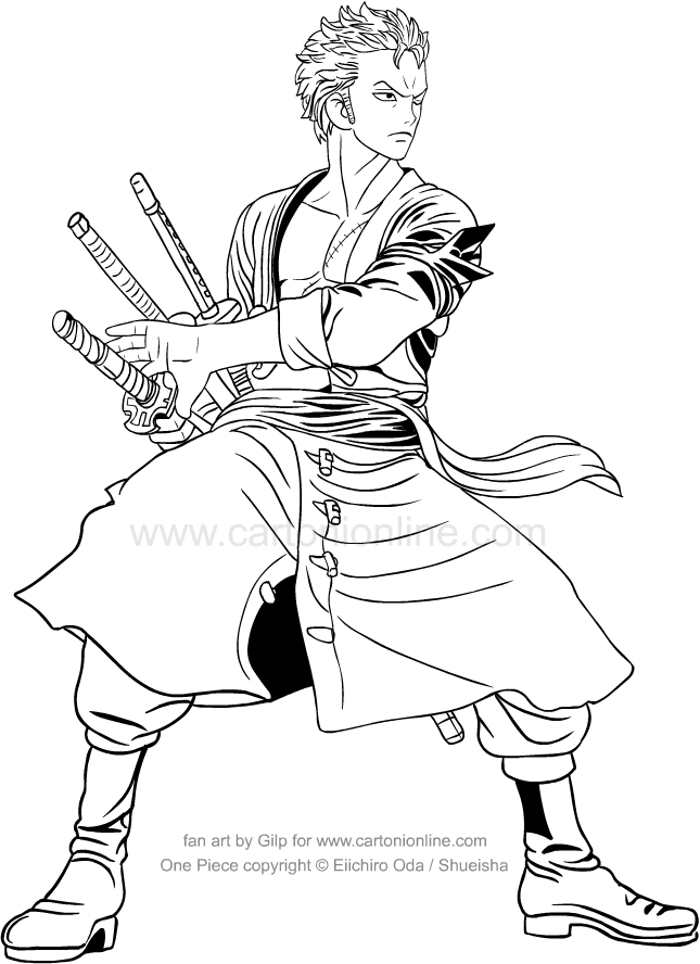Drawing Roronoa Zoro of One Piece coloring page