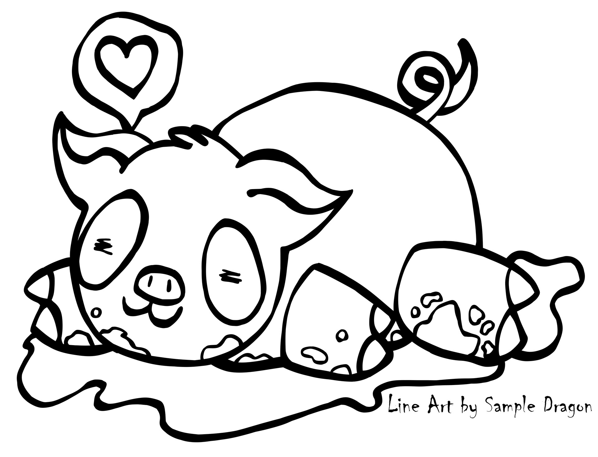 ArtStation - Pig Loves Mud Coloring Page Free2Use
