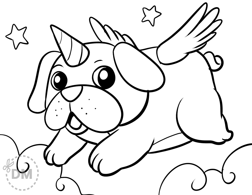 Pugicorn Coloring Pages - Pug Dog Coloring Sheet - diy-magazine.com
