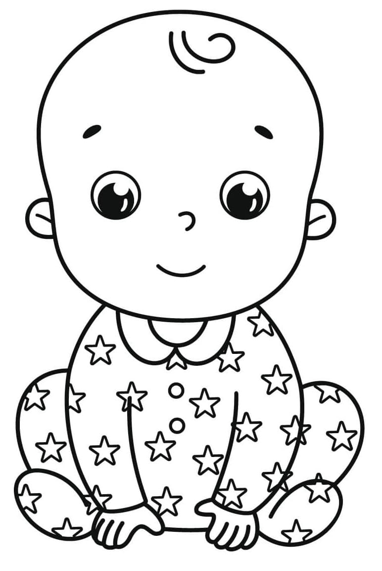 Baby Boy Smiles Coloring Page - Free Printable Coloring Pages for Kids