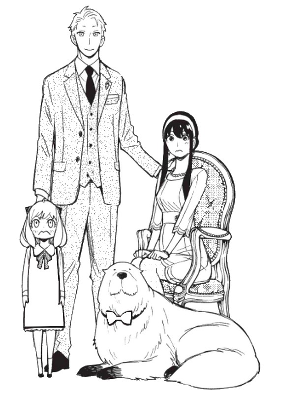 Coloring page Spy x Family : The family and the dog 6