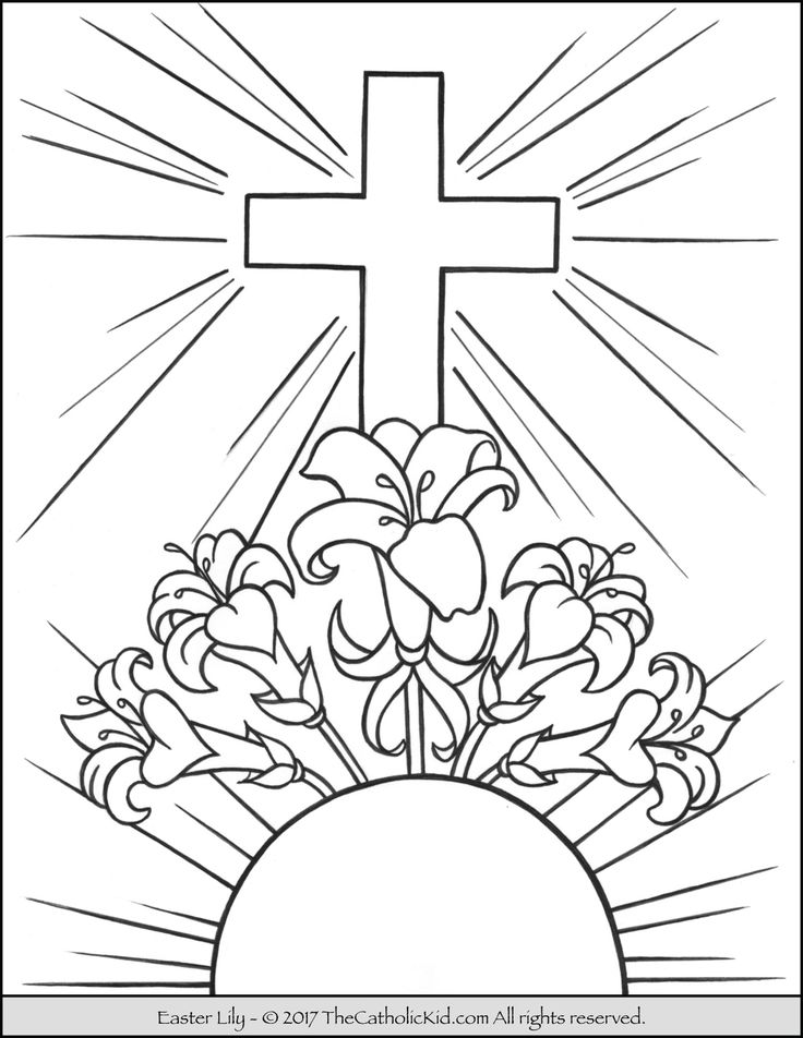 Easter Lily Coloring Page | Cross coloring page, Easter coloring pages,  Rose coloring pages