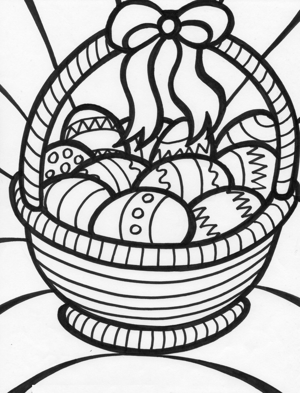 Easter Bunny With Basket Coloring Pages | Coloring Online