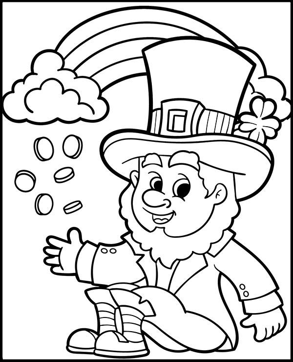 Rainbow & leprechaun coloring page St Patrick Day - Topcoloringpages.net