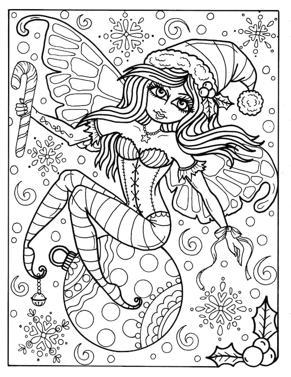 Fairy Christmas Elf Digital Instant Download Adult Coloring - Etsy