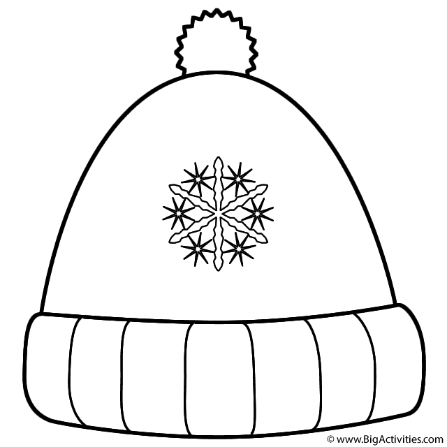 Winter Hat with Snowflakes - Coloring Page (Christmas)