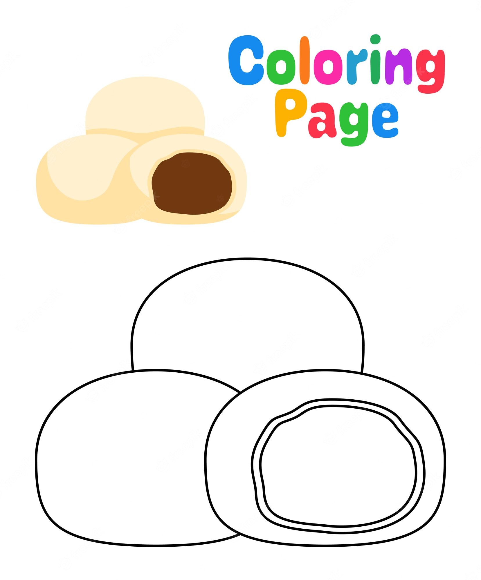 Premium Vector | Coloring page with mochi for kids