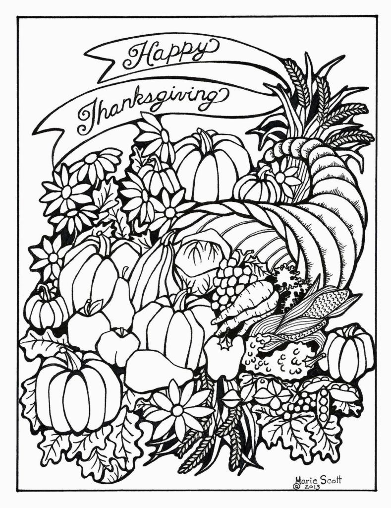 Adult Coloring Page: Serendipity Hollow: Thanksgiving Coloring ...