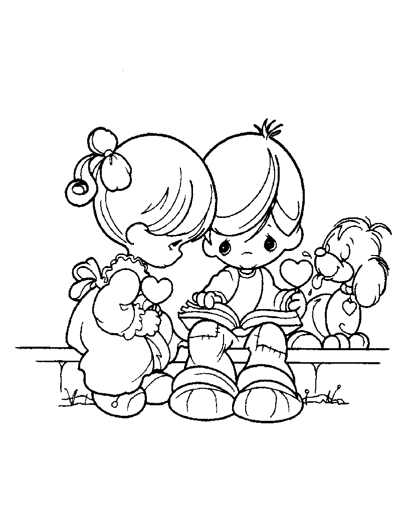 Precious Moments coloring pages for kids - Precious Time Kids Coloring Pages