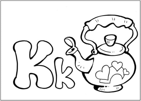 K is for Kettle Coloring Pages - Coloring Cool