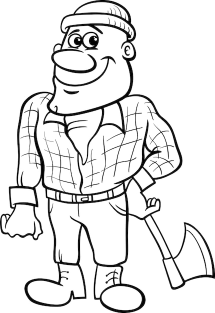 Premium Vector | Fairy tale lumberjack coloring page