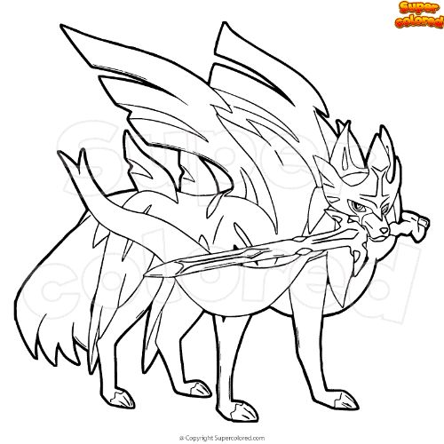 Coloring page Pokemon Zacian Crowned Sword - Supercolored.com