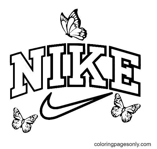 Nike with Butterfly Coloring Page ...