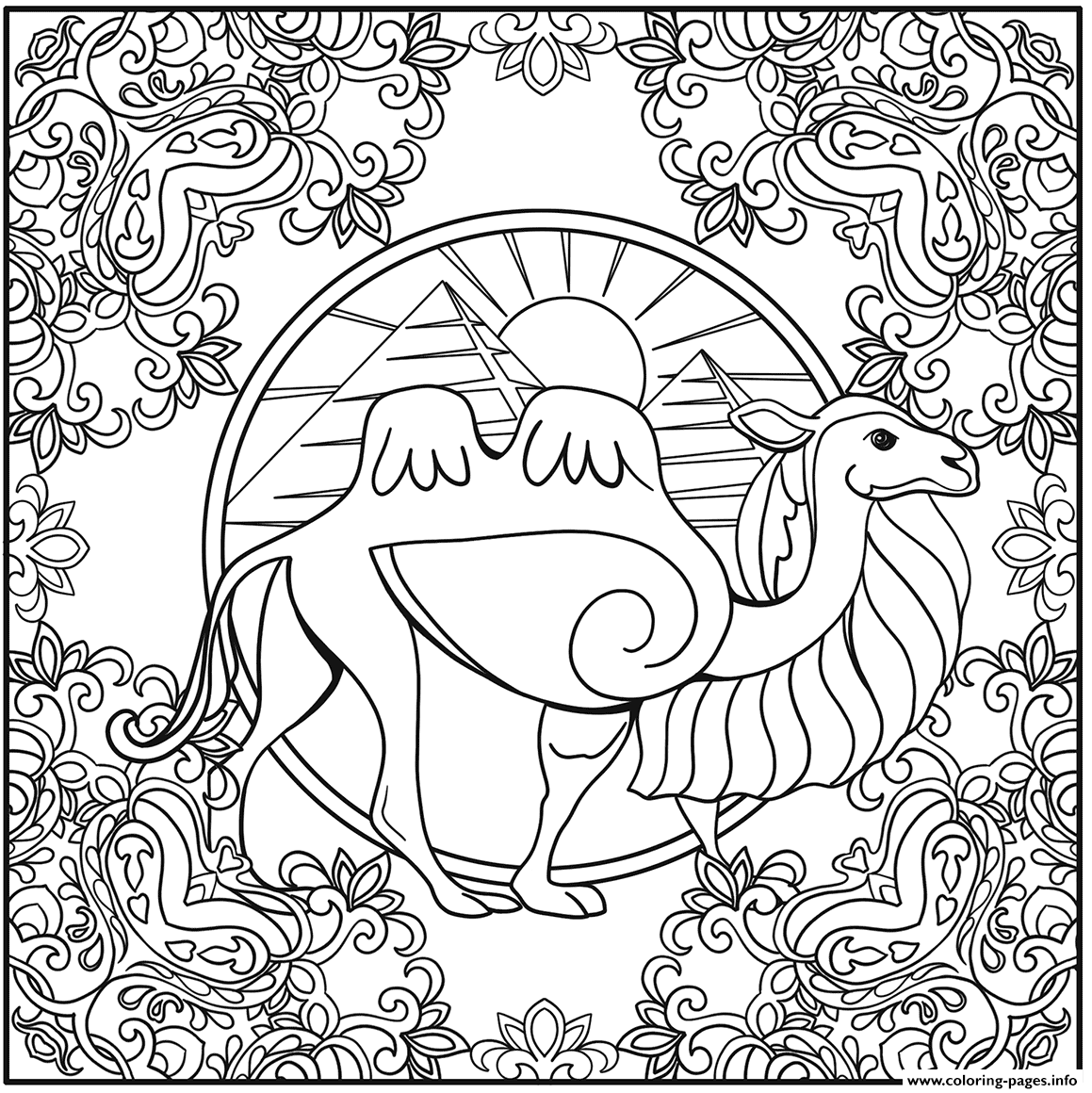 Camel Mandala Animal Coloring Pages Printable