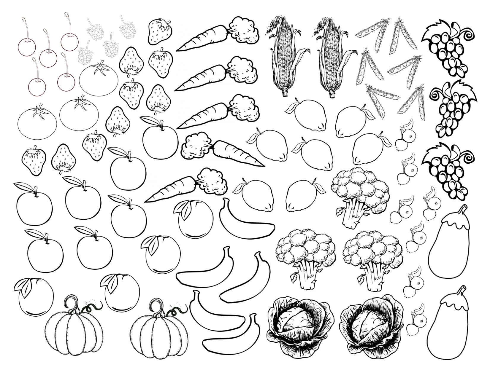 Fruit And Vegetable Coloring Pages To Print - High Quality ...