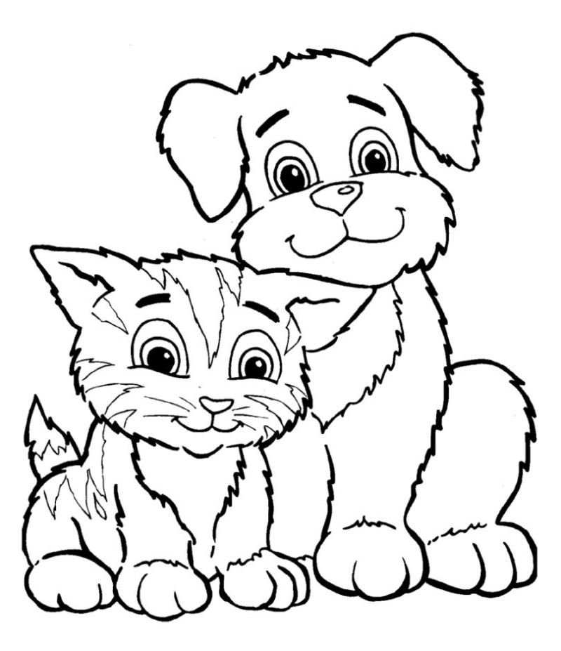 Kitten And Puppy Coloring Pages - CartoonRocks.com