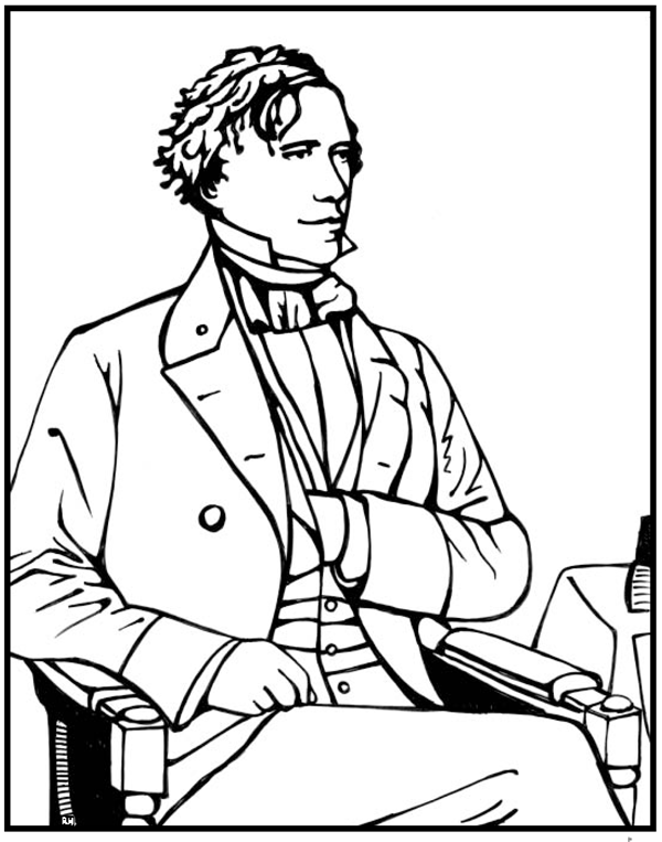 Franklin Pierce Coloring Page | Purple Kitty