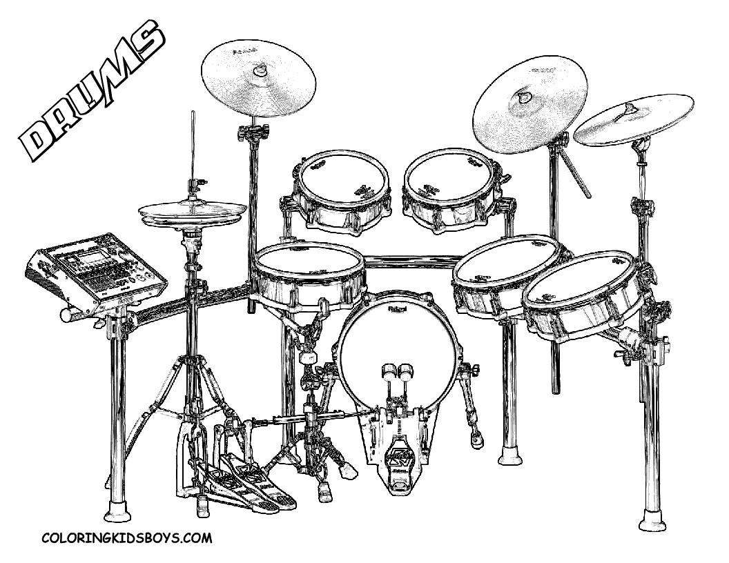 Drum Kit Coloring Page | Drum lessons, Drums, Music lessons for kids